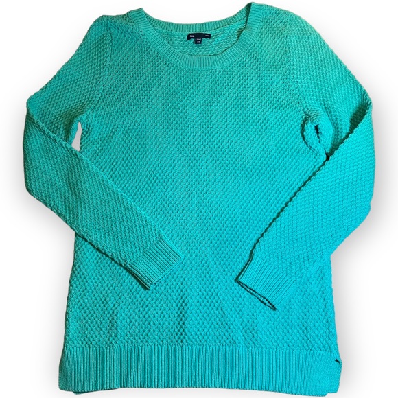GAP Green/Turquoise Cotton Waffle-Knit Sweater L - Picture 1 of 9